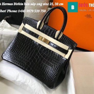 Hermes Birkin Siêu Cấp Da Bò Dập Vân Cá Sấu, Sợi Sáp Ong (1)