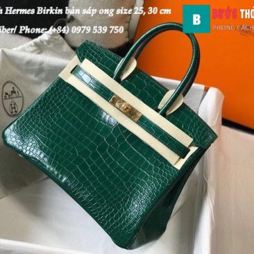 Hermes Birkin Siêu Cấp Da Bò Dập Vân Cá Sấu, Sợi Sáp Ong (1)