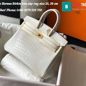 Hermes Birkin Siêu Cấp Da Bò Dập Vân Cá Sấu, Sợi Sáp Ong (1)