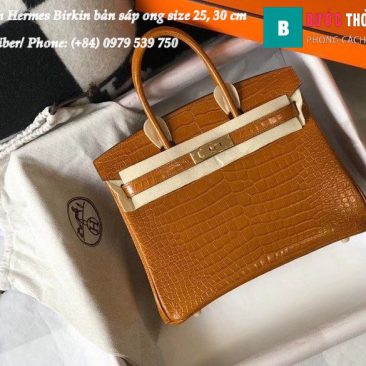 Hermes Birkin Siêu Cấp Da Bò Dập Vân Cá Sấu, Sợi Sáp Ong (1)