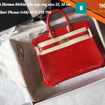 Hermes Birkin Siêu Cấp Da Bò Dập Vân Cá Sấu, Sợi Sáp Ong (1)