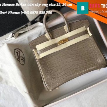 Hermes Birkin Siêu Cấp Da Bò Dập Vân Cá Sấu, Sợi Sáp Ong (1)