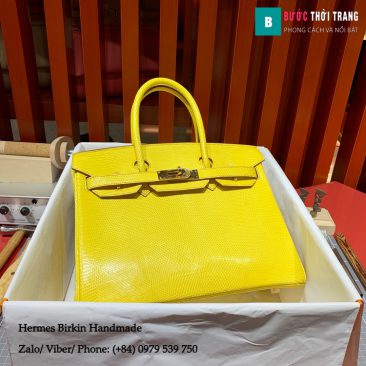 Túi Hermes Birkin full handmade da Lizard màu vàng hổ phách size 30cm (1)