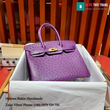 Túi xách Hermes Birkin full handmade da Ostrich màu Purple size 30cm (1)