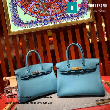 Túi xách Hermes Birkin full handmade da togo màu ngọc lam size 30cm (1)